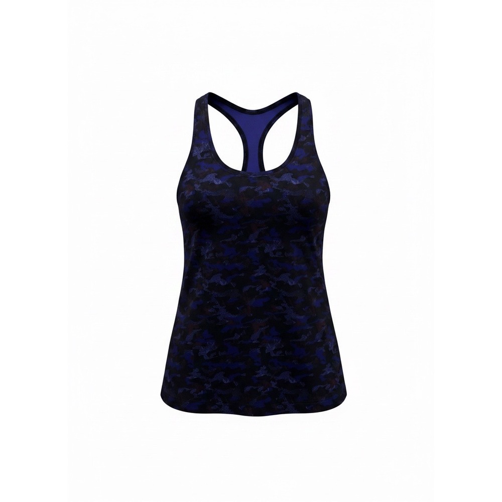 Lululemon Cool Racerback II Tank, Mini Hounds Camo Emperor Blue Black, Size 4